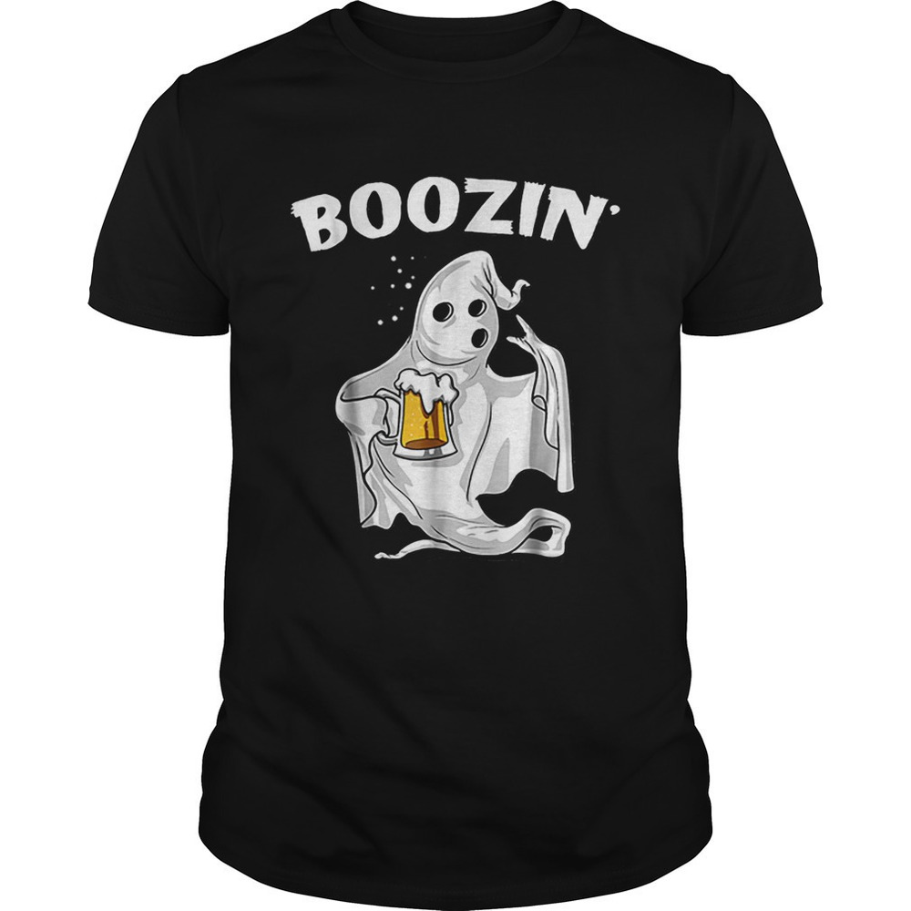 Premium Ghost Halloween Boozin Funny Beer Drinking Party Shirt